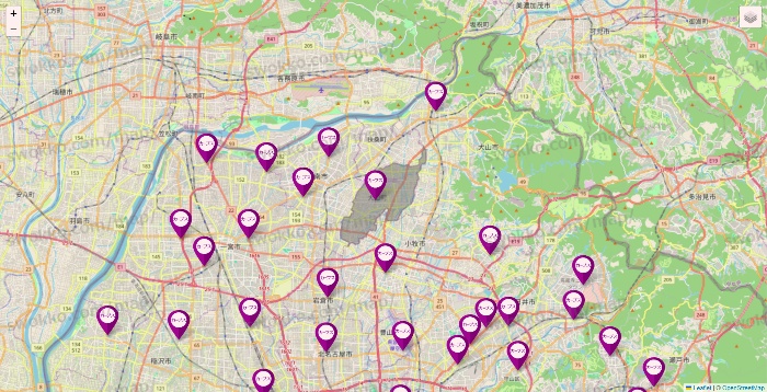 愛知県のカーブスの店舗地図
