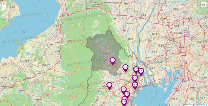 三重県のカーブスの店舗地図