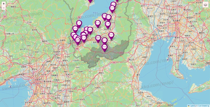滋賀県のカーブスの店舗地図