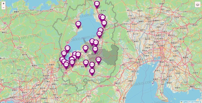滋賀県のカーブスの店舗地図