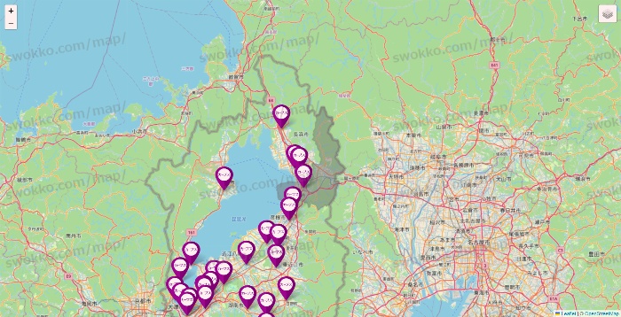 滋賀県のカーブスの店舗地図