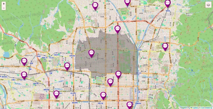 京都府のカーブスの店舗地図