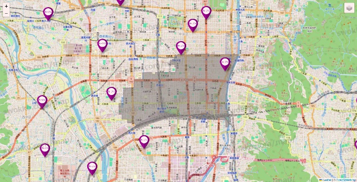 京都府のカーブスの店舗地図