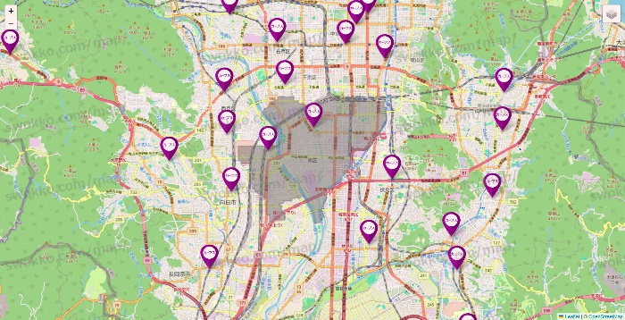 京都府のカーブスの店舗地図