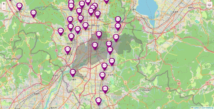 京都府のカーブスの店舗地図