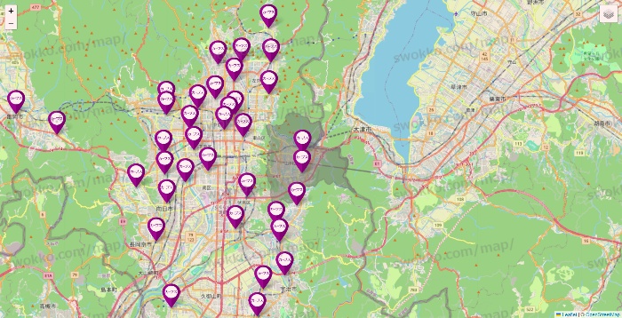 京都府のカーブスの店舗地図