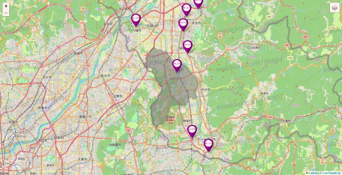 京都府のカーブスの店舗地図
