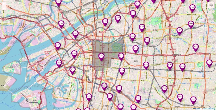 大阪府のカーブスの店舗地図
