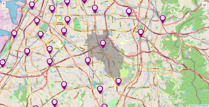 大阪府のカーブスの店舗地図