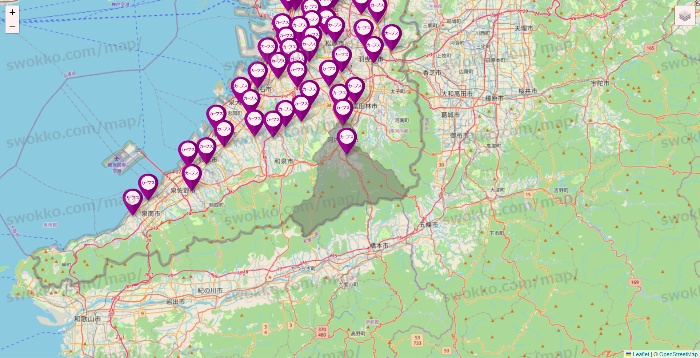 大阪府のカーブスの店舗地図