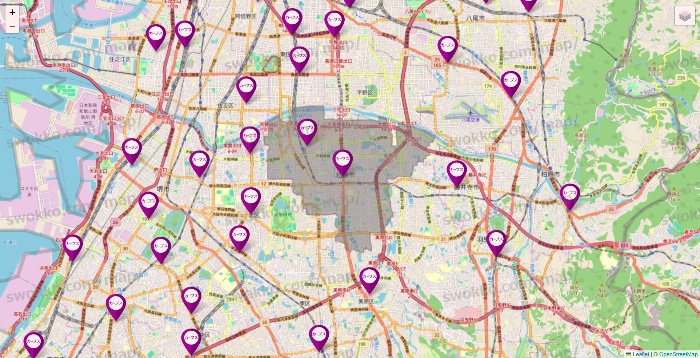 大阪府のカーブスの店舗地図