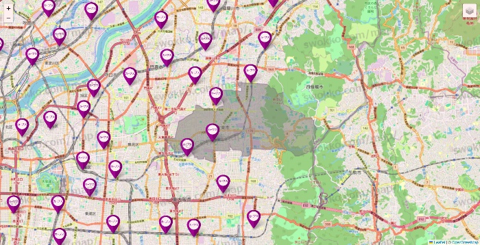 大阪府のカーブスの店舗地図