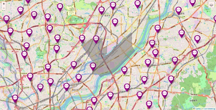 大阪府のカーブスの店舗地図