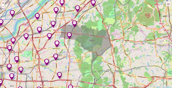 大阪府のカーブスの店舗地図