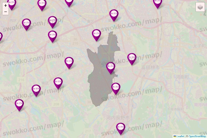 大阪府のカーブスの店舗地図