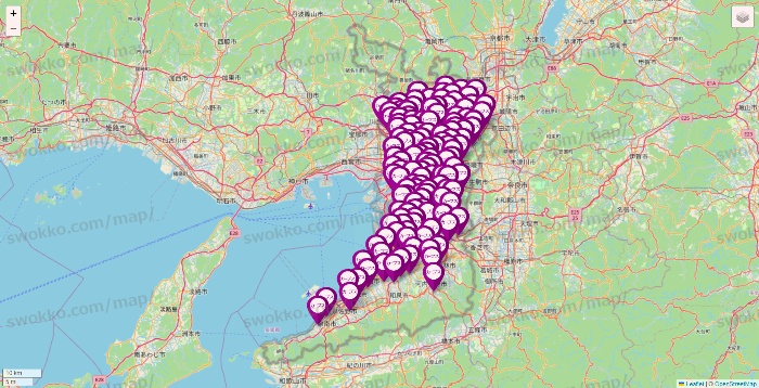 大阪府のカーブスの店舗地図