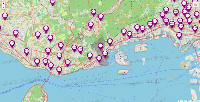 兵庫県のカーブスの店舗地図