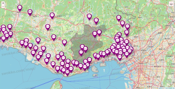 兵庫県のカーブスの店舗地図