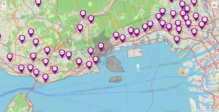 兵庫県のカーブスの店舗地図