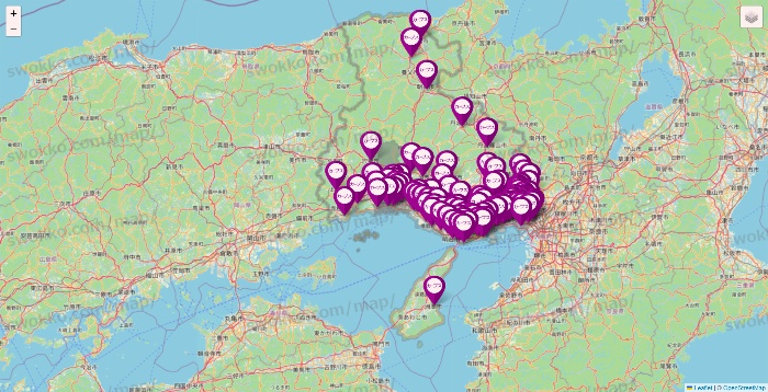 兵庫県のカーブスの店舗地図