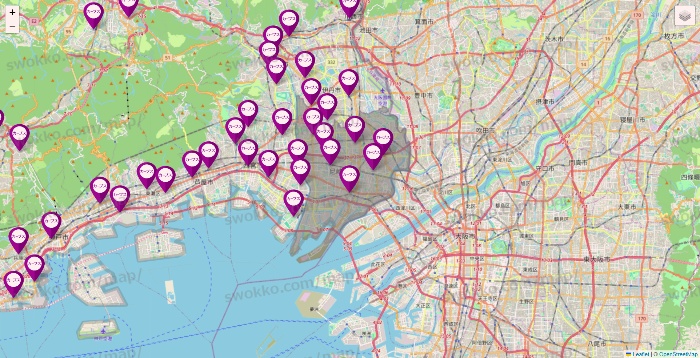 兵庫県のカーブスの店舗地図