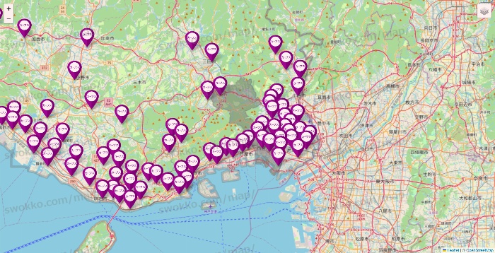 兵庫県のカーブスの店舗地図