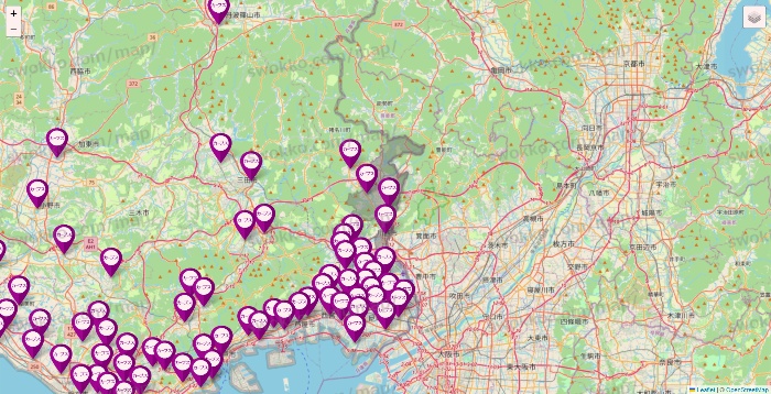 兵庫県のカーブスの店舗地図
