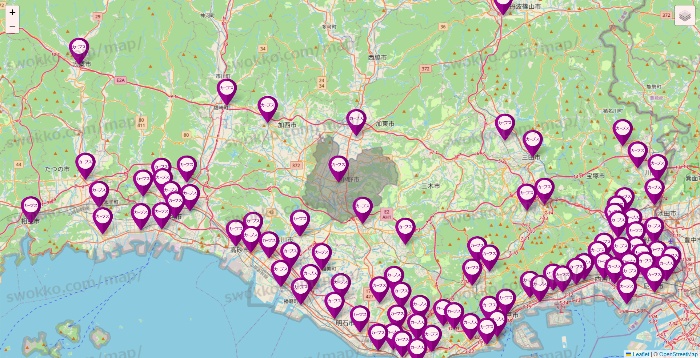 兵庫県のカーブスの店舗地図