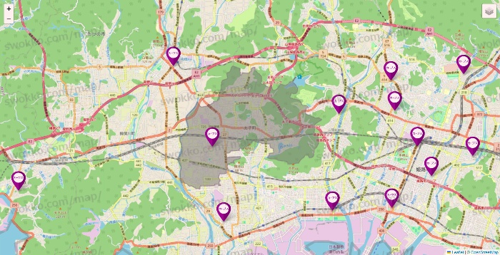 兵庫県のカーブスの店舗地図