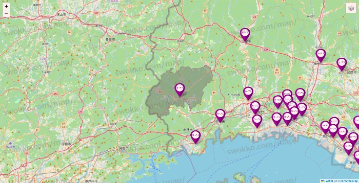 兵庫県のカーブスの店舗地図