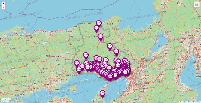 兵庫県のカーブスの店舗地図