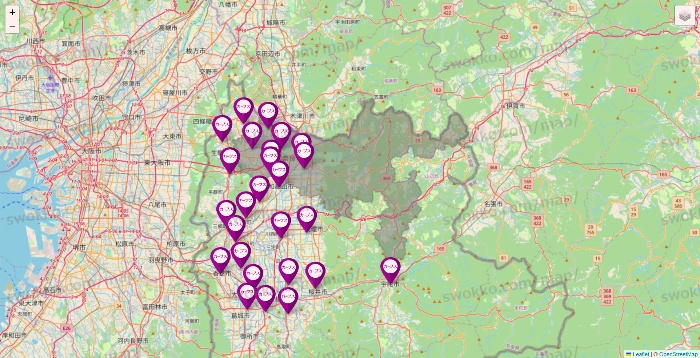 奈良県のカーブスの店舗地図