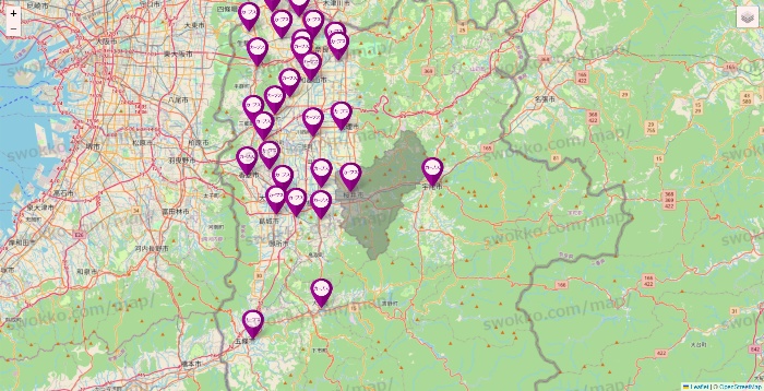 奈良県のカーブスの店舗地図