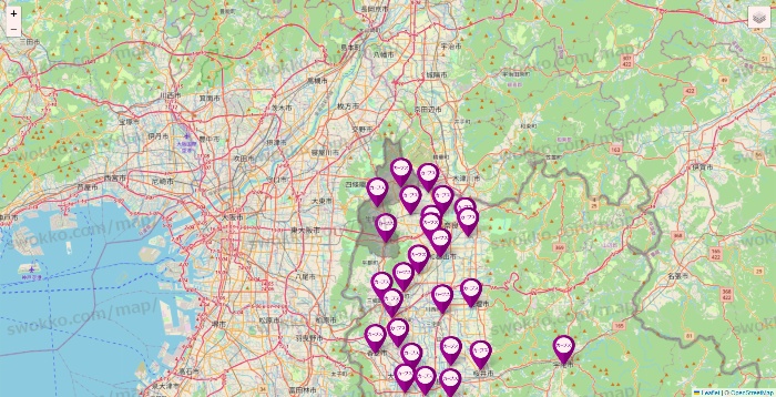 奈良県のカーブスの店舗地図