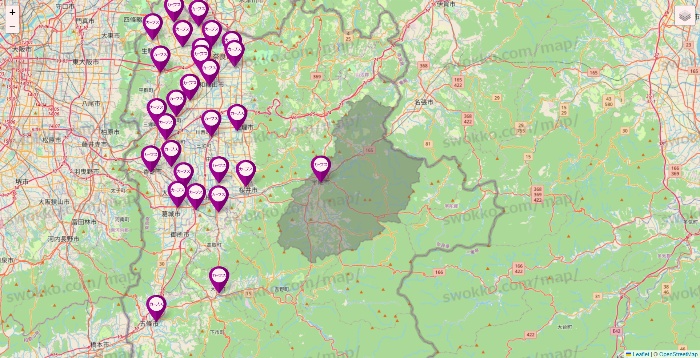 奈良県のカーブスの店舗地図