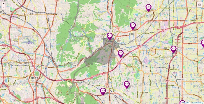 奈良県のカーブスの店舗地図