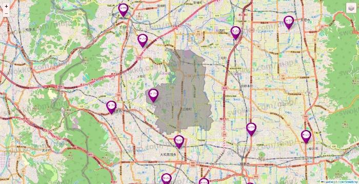 奈良県のカーブスの店舗地図