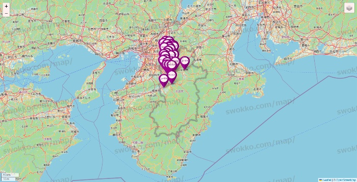 奈良県のカーブスの店舗地図