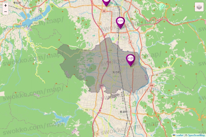 岩手県のカーブスの店舗地図