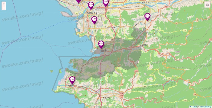 和歌山県のカーブスの店舗地図
