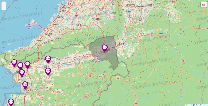 和歌山県のカーブスの店舗地図
