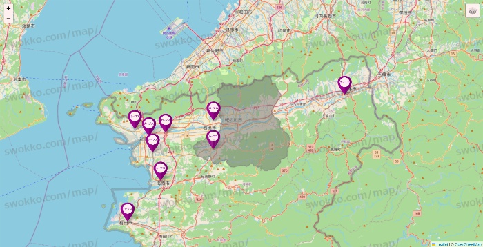 和歌山県のカーブスの店舗地図
