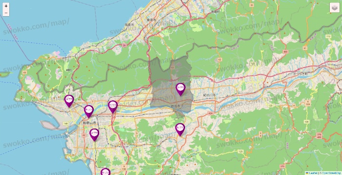 和歌山県のカーブスの店舗地図