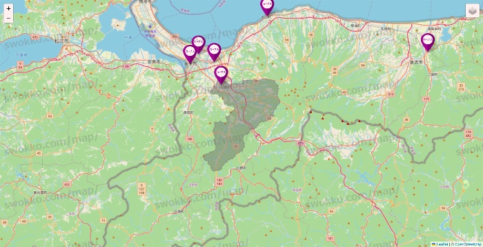 鳥取県のカーブスの店舗地図