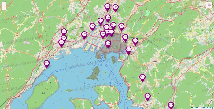 広島県のカーブスの店舗地図