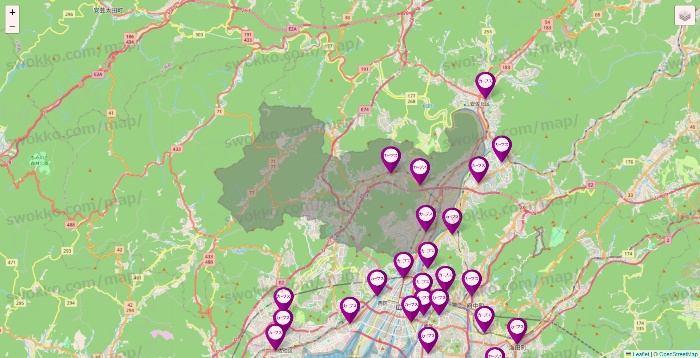 広島県のカーブスの店舗地図