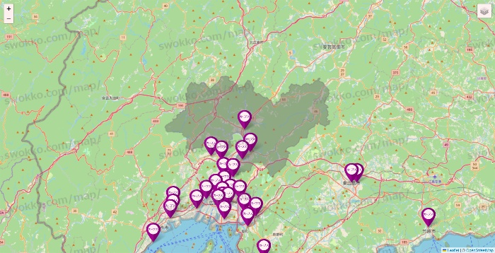 広島県のカーブスの店舗地図