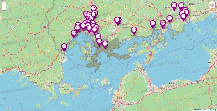 広島県のカーブスの店舗地図