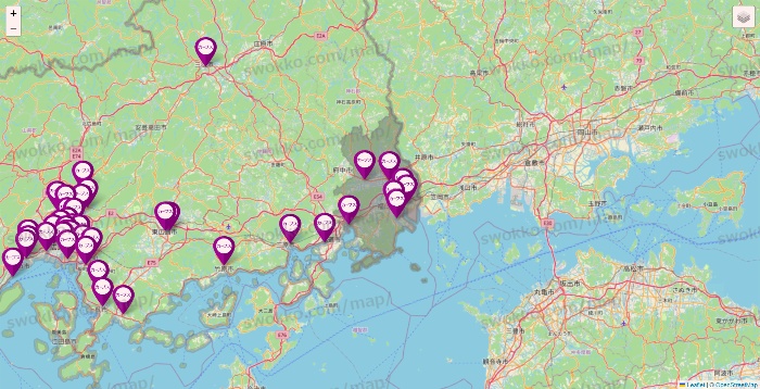 広島県のカーブスの店舗地図