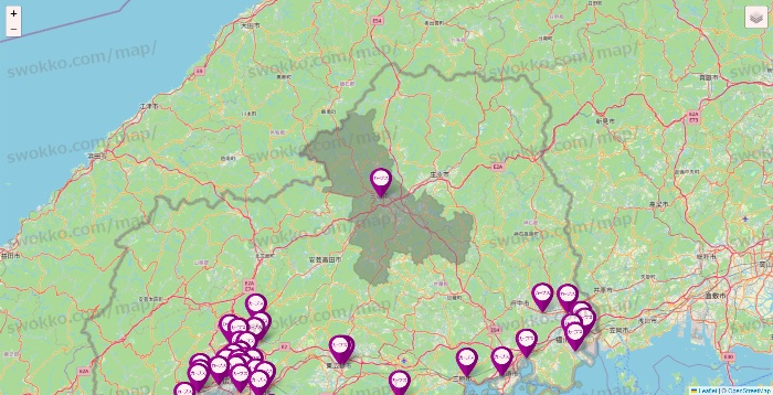 広島県のカーブスの店舗地図
